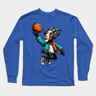 fun goat basketball Long Sleeve T-Shirt